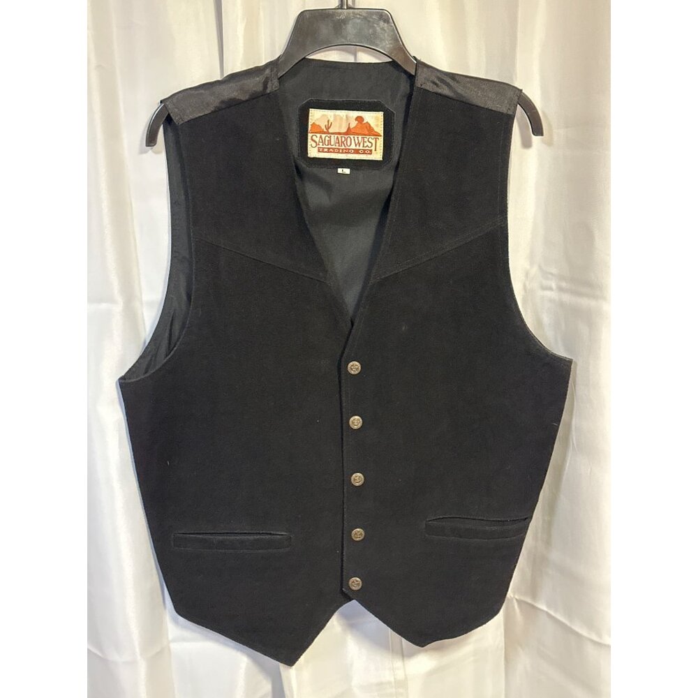 Saguaro West Black Leather Vest L Genuine Leather & Polyester